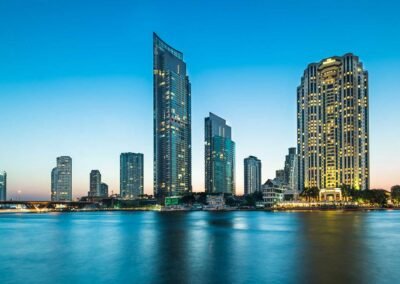 Architecture photography of the Peninsula Hotel in Bangkok Thailand, captured by a professional architectural photographer.