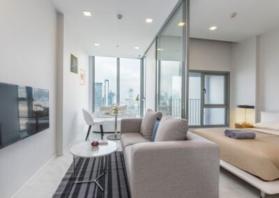 Modern studio apartment in Bangkok. Interior photo for Airbnb by Real Estate Photography Thailand.