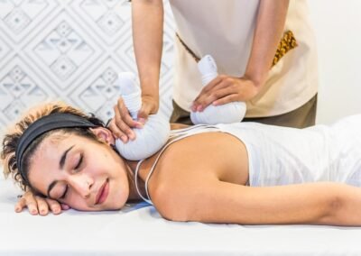 Person receiving a massage treatment. Lifestyle and hotel photography done by commercial photographer based in Bangkok, Thailand.