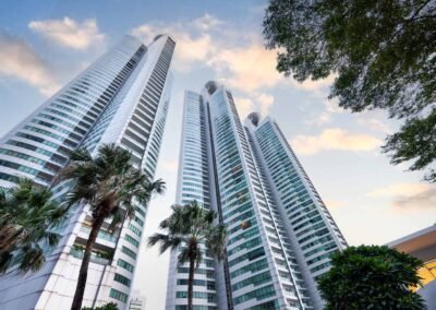 Architecture photography of the Millennium Residence Towers in Bangkok, Thailand.