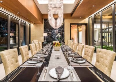 Dining table at a villa in Bangkok. Interior photography by Real Estate Photography Thailand.