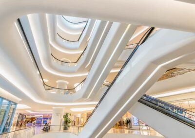 Escalators at the Central Embassy Mall in Bangkok. Professional architecture photographer based in Bangkok.