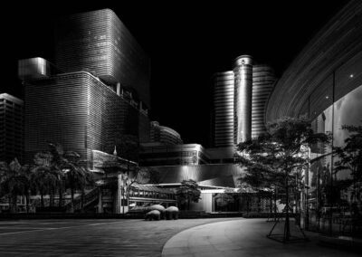 Apple Store at central world in Bangkok, Thailand. Black and white architecture photography.