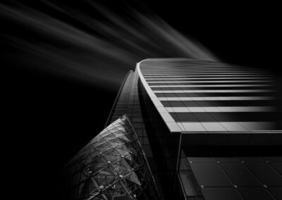 Sathorn Unique tower in Bangkok Thailand captured in a black and white architectural photography.