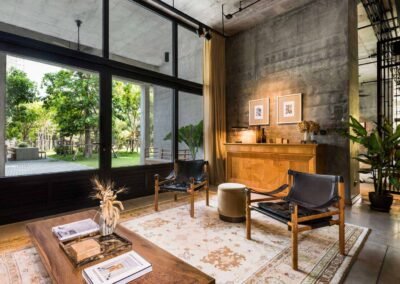 Interior photo of a modern lobby at the Windshell Condominium Bangkok. Photographed by Real Estate Photography Thailand.