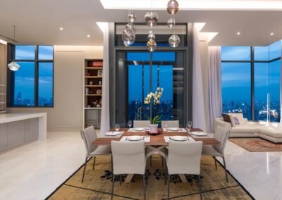 Property photo of a dining room in a penthouse at The Esse Asok Bangkok. Professional interior photography by Real Estate Photography Thailand.