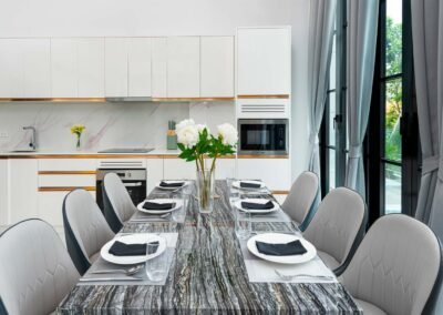 Property photo of a dining table in a kitchen at a townhouse in Bangkok. Interior photography by Real Estate Photography Thailand.