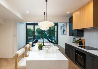 Interior photo of a modern kitchen in a townhouse in Bangkok photographed for Airbnb by a commercial photographer from Thailand.